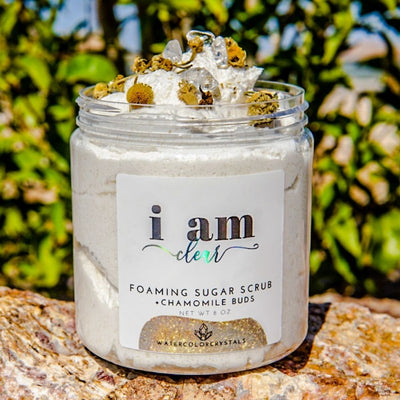 Watercolor Crystals I am clear Sensitive Skin Foaming Sugar Scrub Chamomile Buds