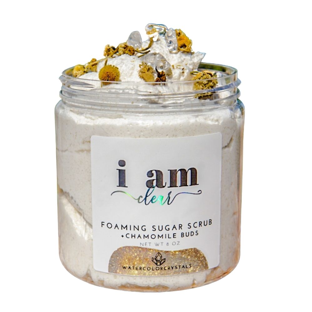 Watercolor Crystals I am clear Sensitive Skin Foaming Sugar Scrub Chamomile Buds