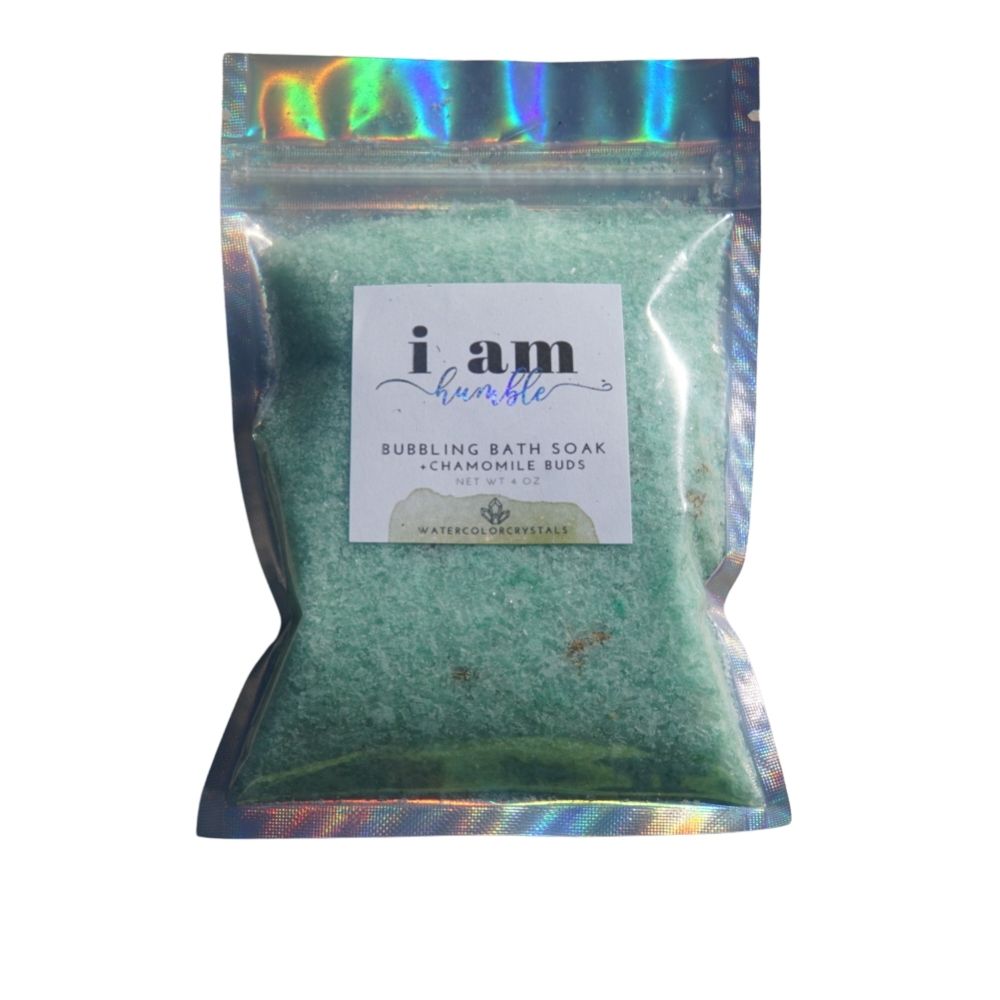 Watercolor crystals bath salts I am humble chamomile buds