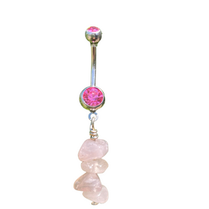 Watercolor crystals belly ring pink gemstone rose quartz